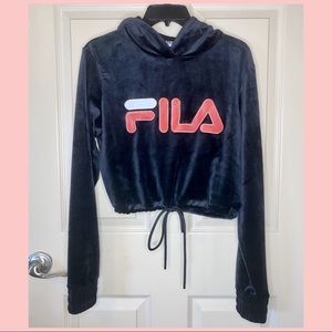 FILA Cropped Velour Hoodie